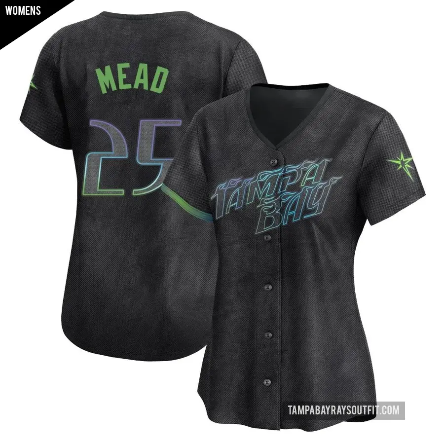 Women's Tampa Bay Rays ＃25 Curtis Mead Limited Charcoal 2024 City Connect Jersey