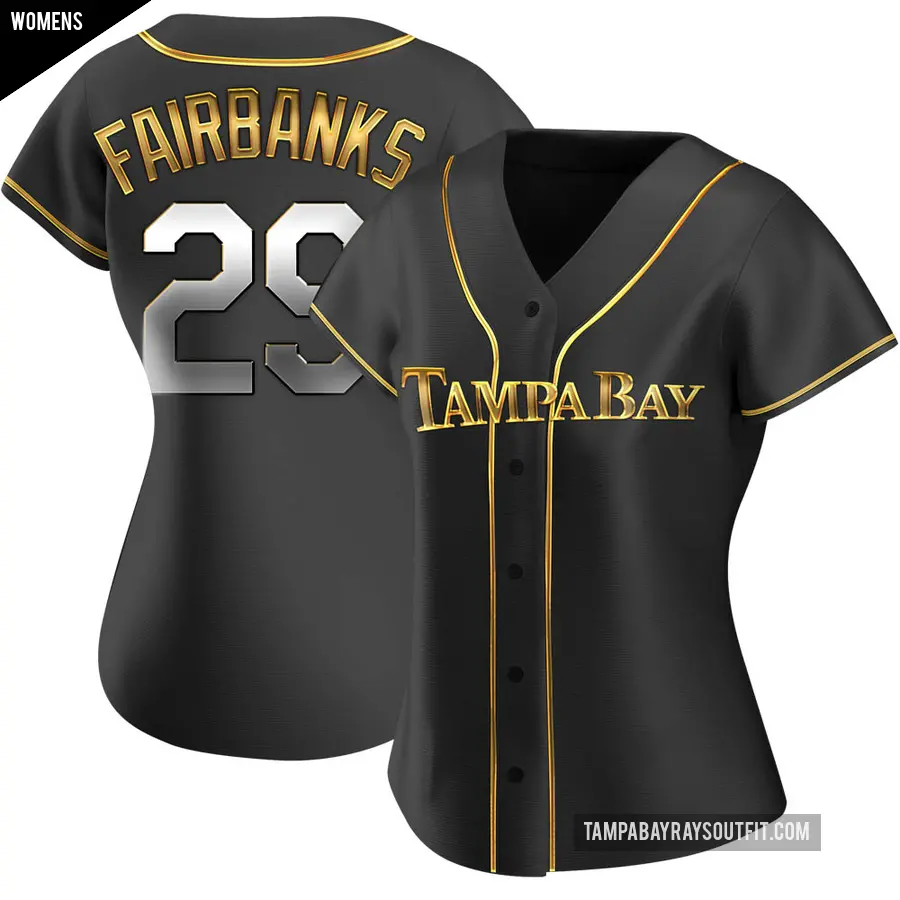 Women's Tampa Bay Rays ＃29 Pete Fairbanks Replica Gold Black en Alternate Jersey