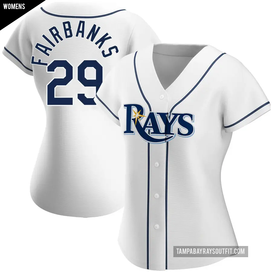 Women's Tampa Bay Rays ＃29 Pete Fairbanks Replica White Home Jersey