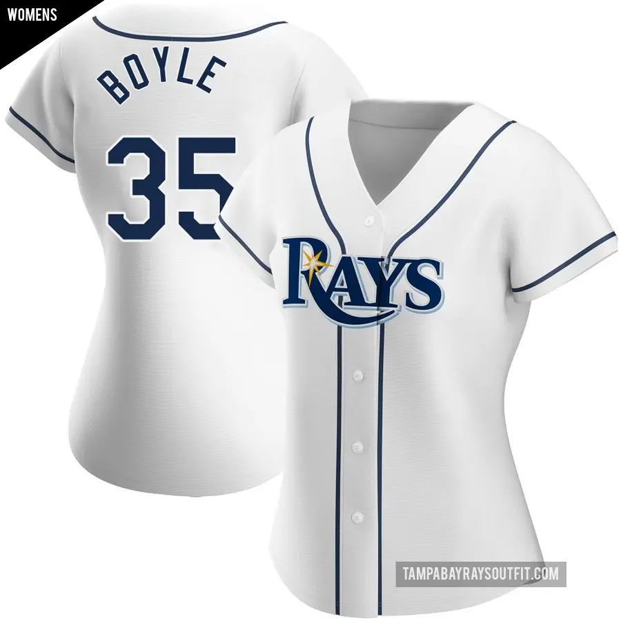 Women's Tampa Bay Rays ＃35 Joe Boyle Authentic White Home Jersey