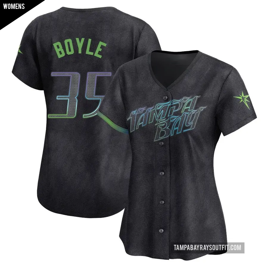 Women's Tampa Bay Rays ＃35 Joe Boyle Limited Charcoal 2024 City Connect Jersey