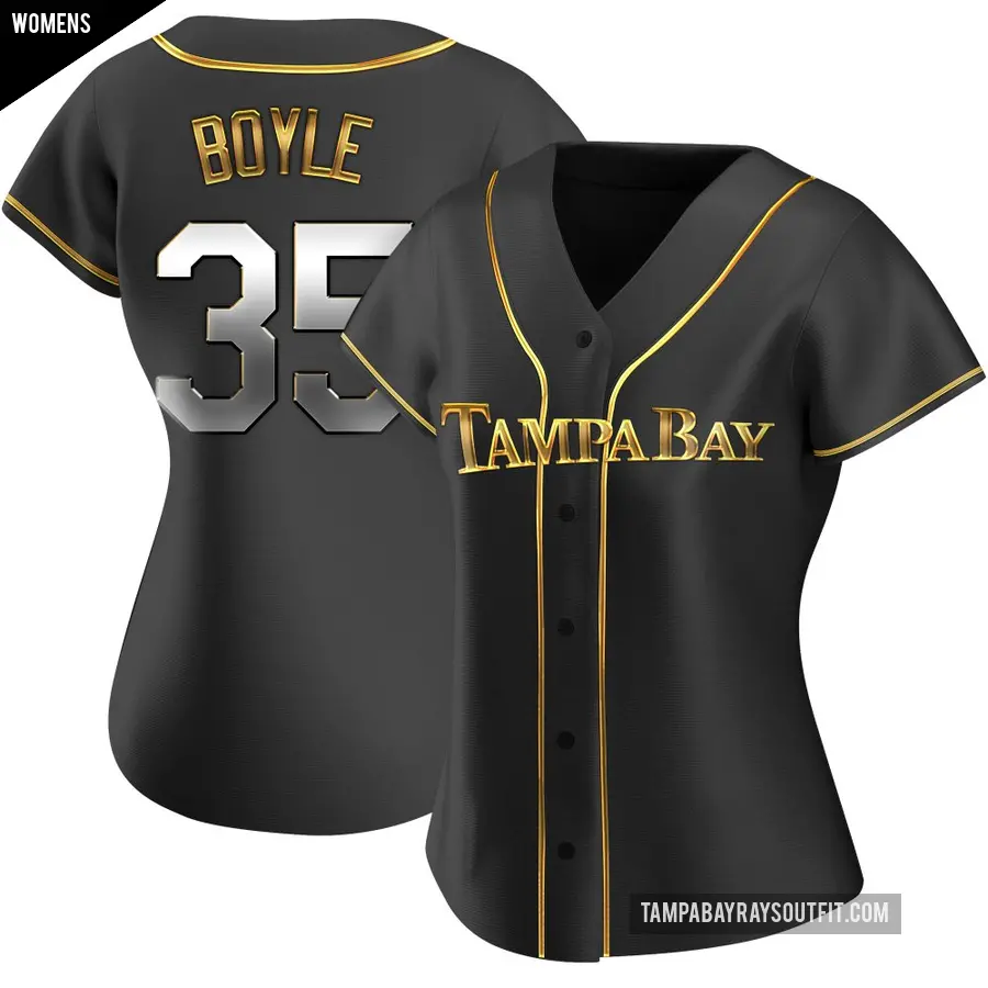 Women's Tampa Bay Rays ＃35 Joe Boyle Replica Gold Black en Alternate Jersey