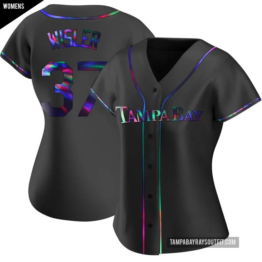 Women's Tampa Bay Rays ＃37 Matt Wisler Replica Black Holographic Alternate Jersey