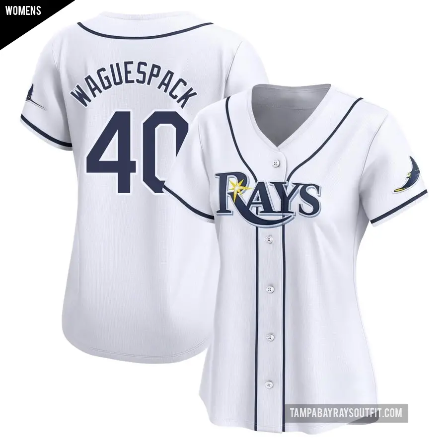 Women's Tampa Bay Rays ＃40 Jacob Waguespack Limited White Home Jersey