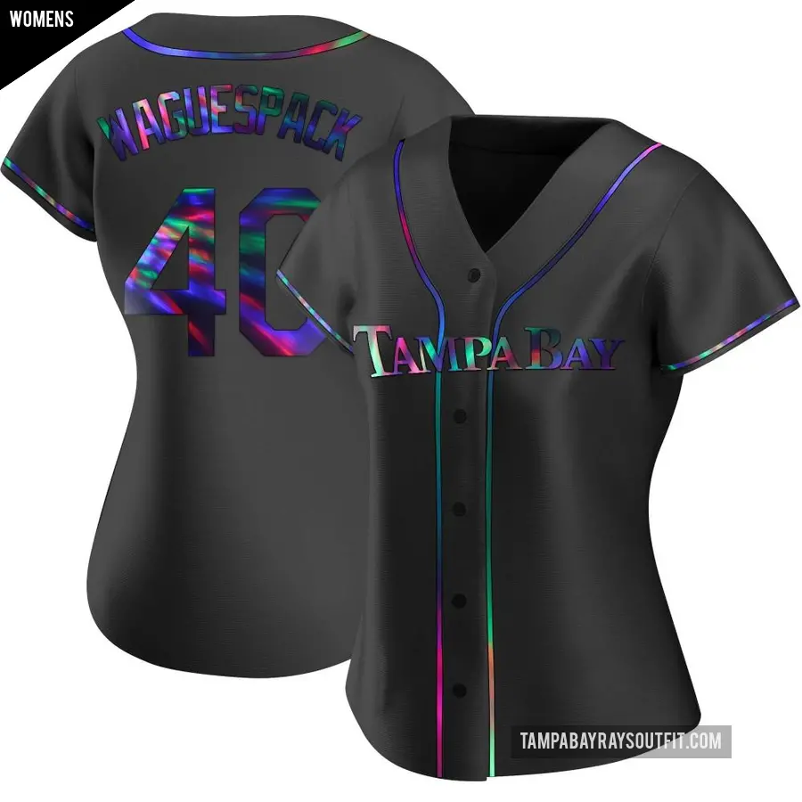 Women's Tampa Bay Rays ＃40 Jacob Waguespack Replica Black Holographic Alternate Jersey