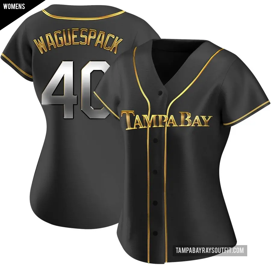 Women's Tampa Bay Rays ＃40 Jacob Waguespack Replica Gold Black en Alternate Jersey