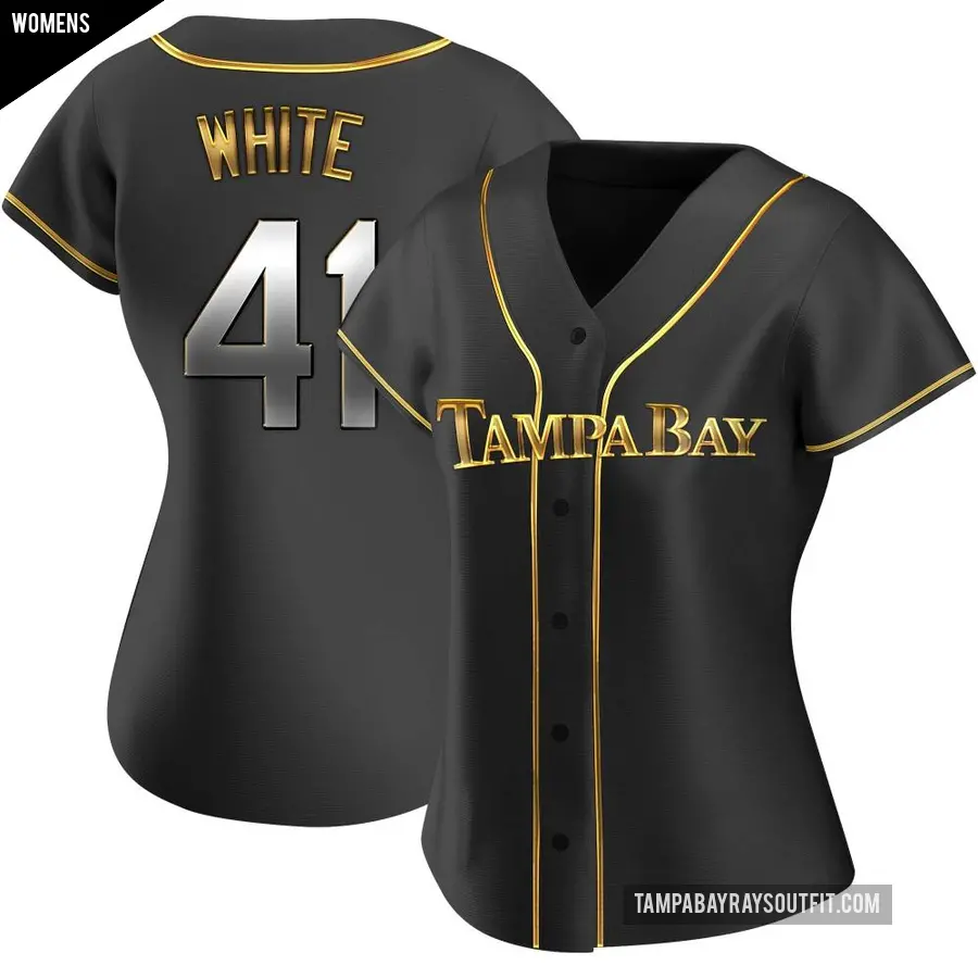 Women's Tampa Bay Rays ＃41 Colby White Replica Gold Black en Alternate Jersey