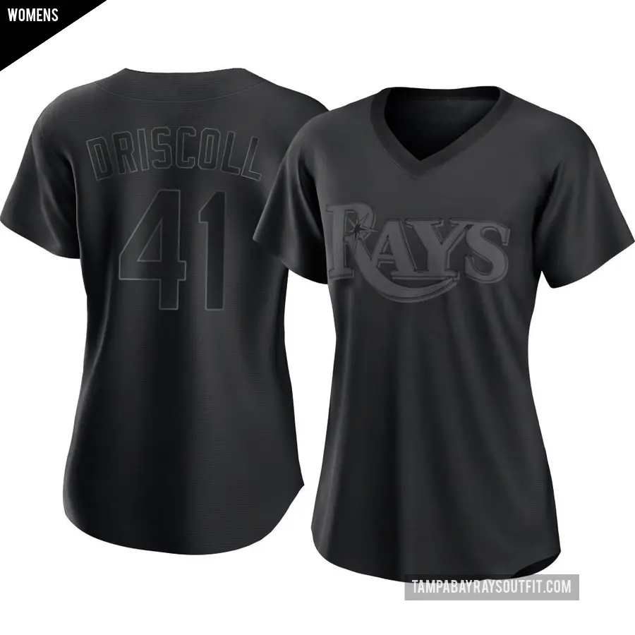 Women's Tampa Bay Rays ＃41 Logan Driscoll Authentic Black Pitch Fashion Jersey