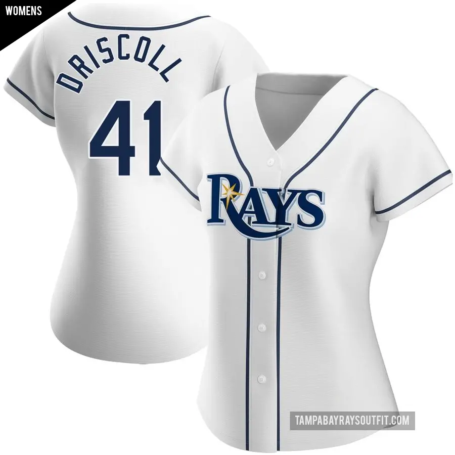 Women's Tampa Bay Rays ＃41 Logan Driscoll Authentic White Home Jersey