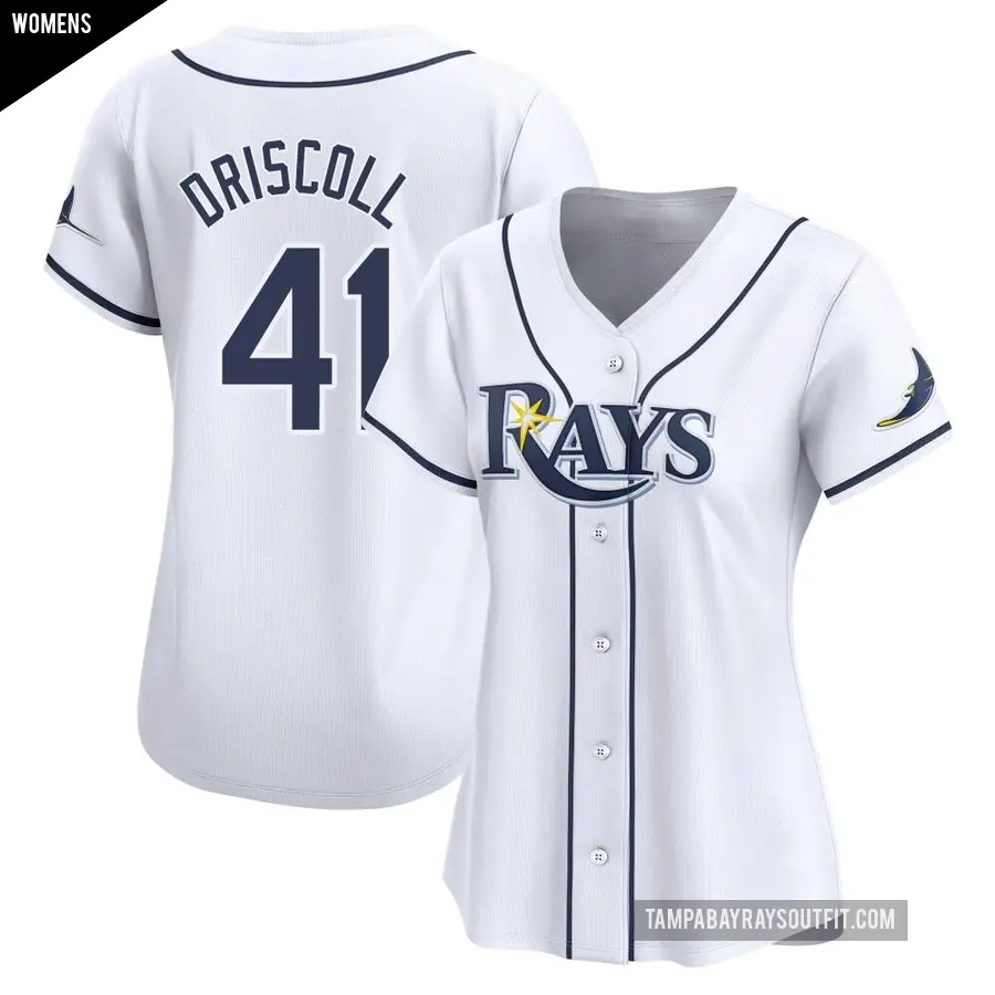 Women's Tampa Bay Rays ＃41 Logan Driscoll Limited White Home Jersey