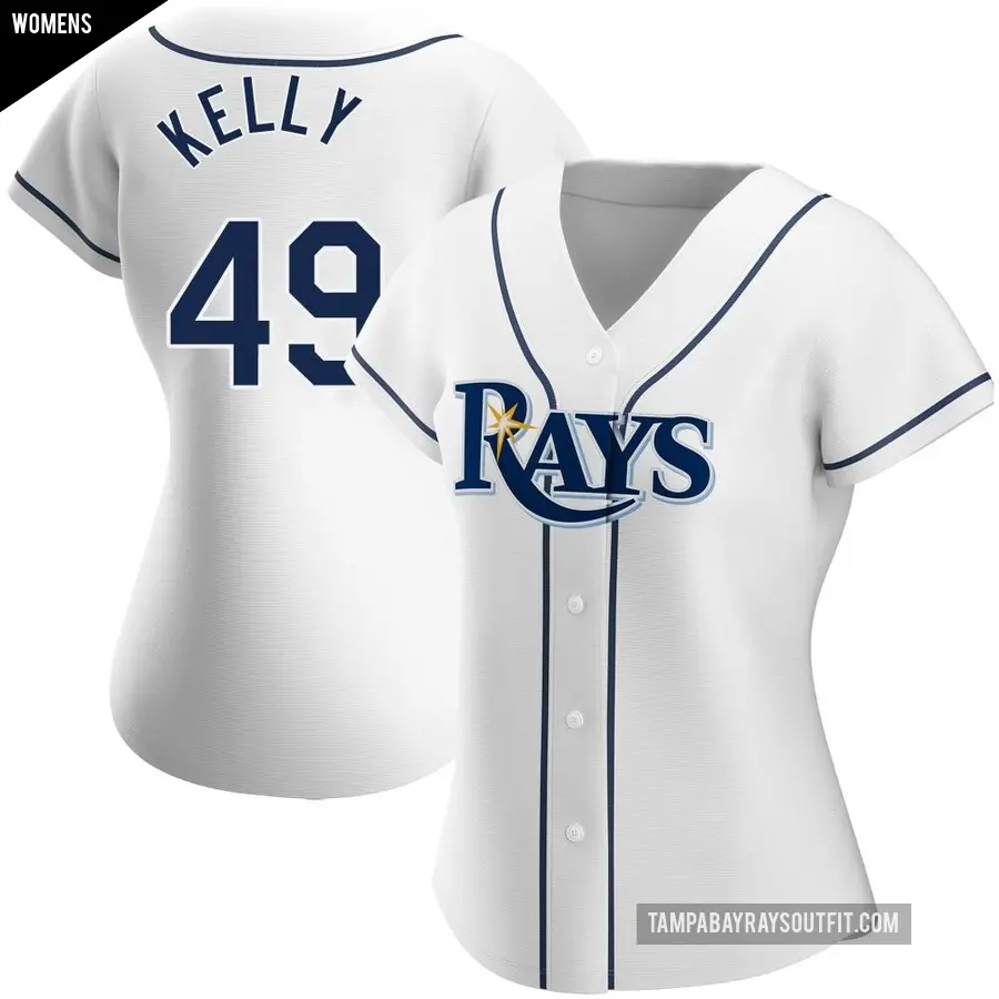 Women's Tampa Bay Rays ＃49 Kevin Kelly Authentic White Home Jersey