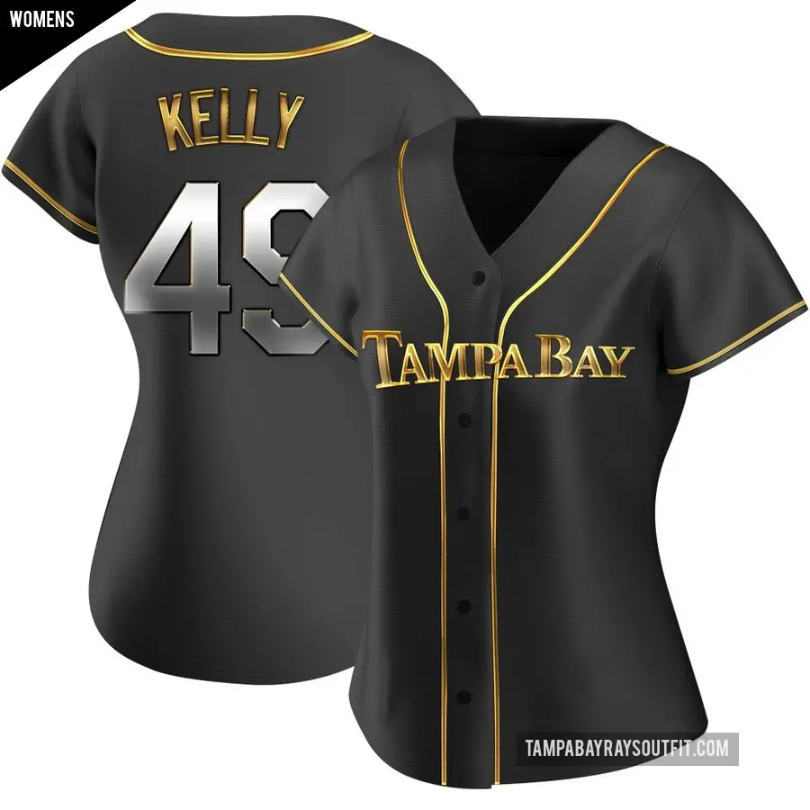 Women's Tampa Bay Rays ＃49 Kevin Kelly Replica Gold Black en Alternate Jersey