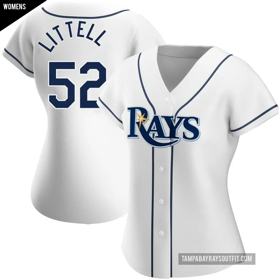 Women's Tampa Bay Rays ＃52 Zack Littell Authentic White Home Jersey