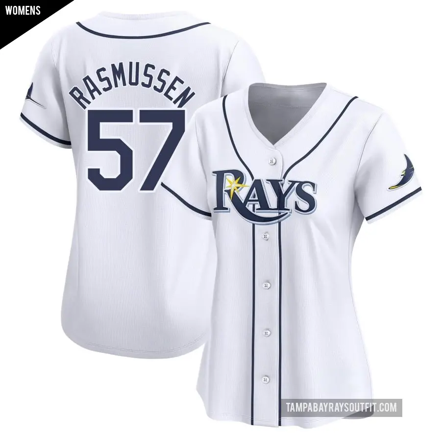 Women's Tampa Bay Rays ＃57 Drew Rasmussen Limited White Home Jersey