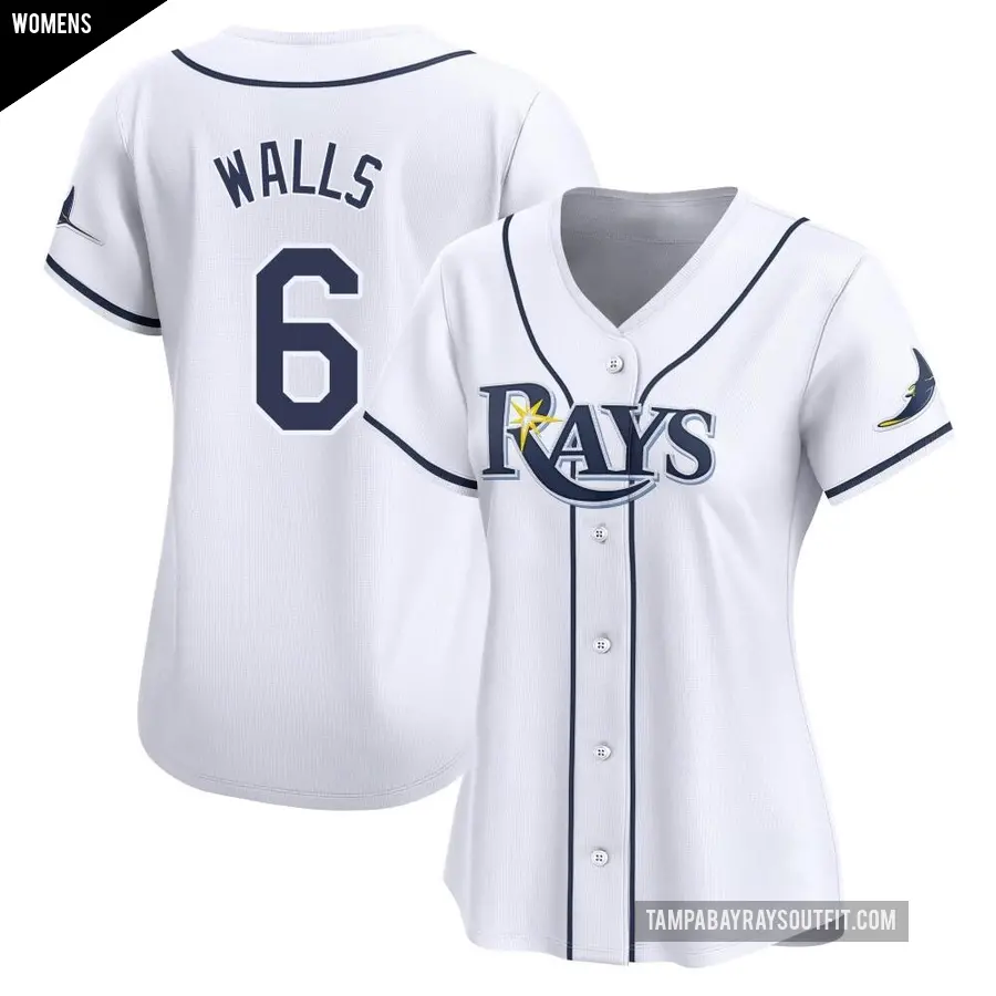 Women's Tampa Bay Rays ＃6 Taylor Walls Limited White Home Jersey