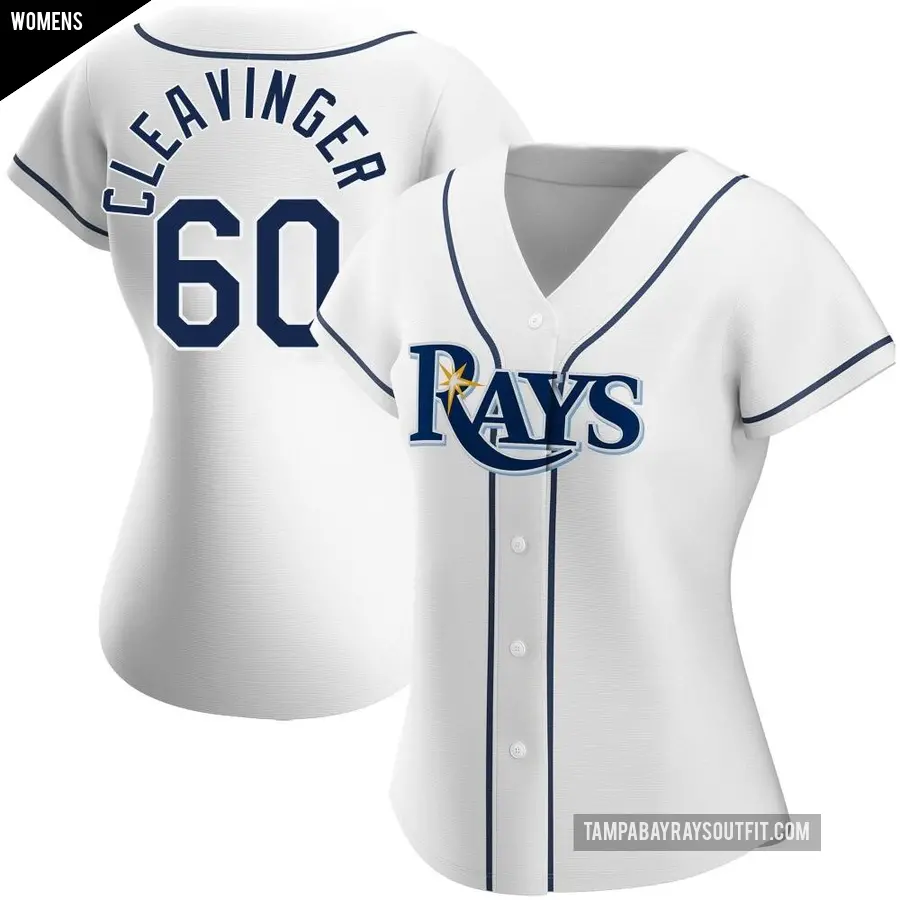 Women's Tampa Bay Rays ＃60 Garrett Cleavinger Authentic White Home Jersey