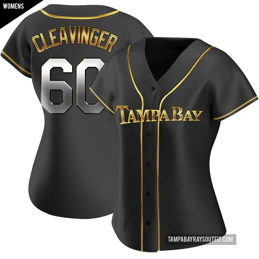 Women's Tampa Bay Rays ＃60 Garrett Cleavinger Replica Gold Black en Alternate Jersey