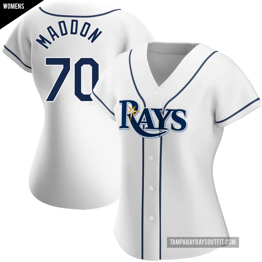 Women's Tampa Bay Rays ＃70 Joe Maddon Authentic White Home Jersey