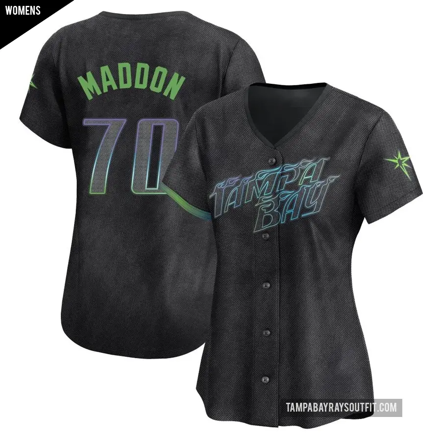 Women's Tampa Bay Rays ＃70 Joe Maddon Limited Charcoal 2024 City Connect Jersey