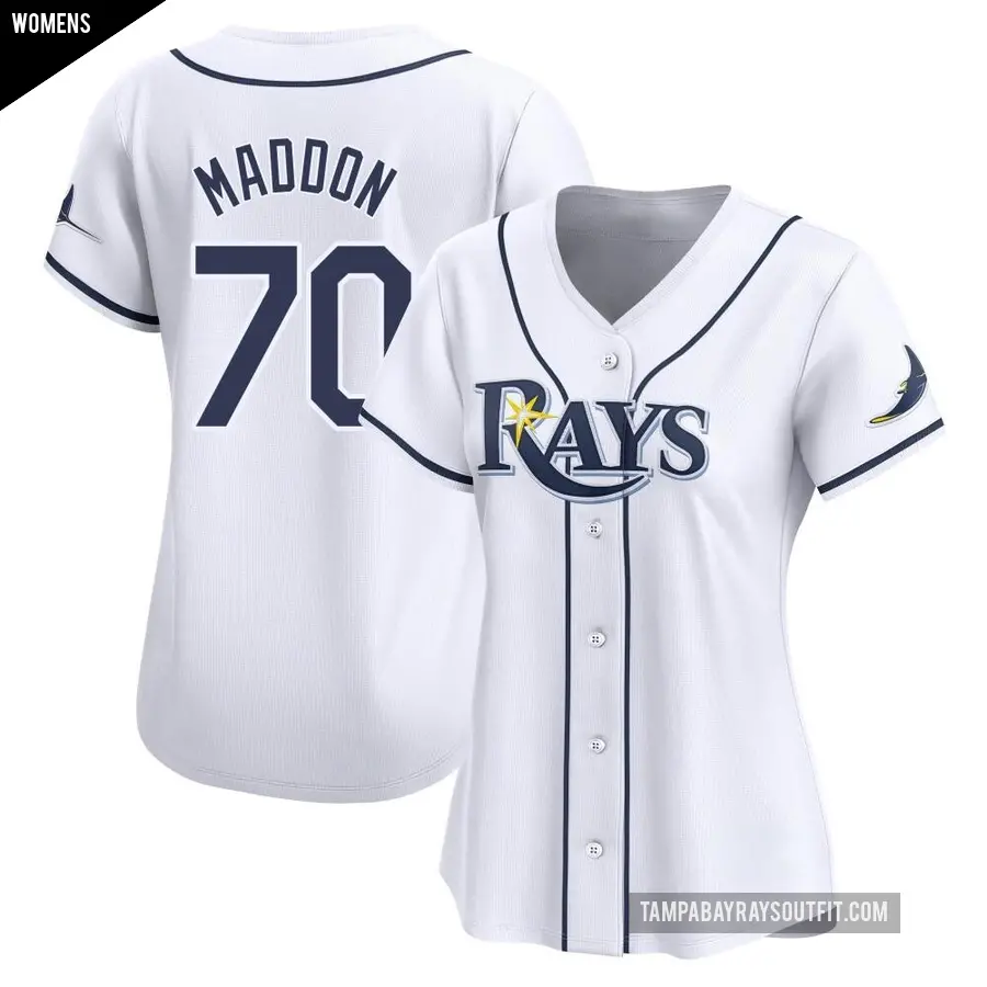 Women's Tampa Bay Rays ＃70 Joe Maddon Limited White Home Jersey