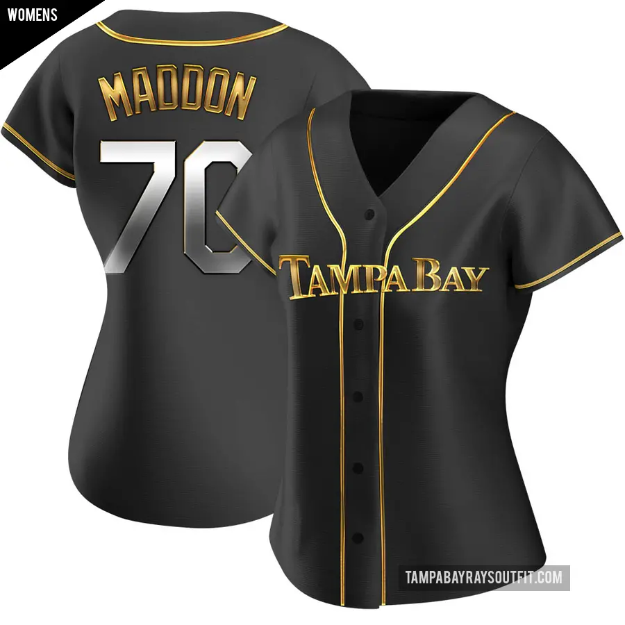 Women's Tampa Bay Rays ＃70 Joe Maddon Replica Gold Black en Alternate Jersey