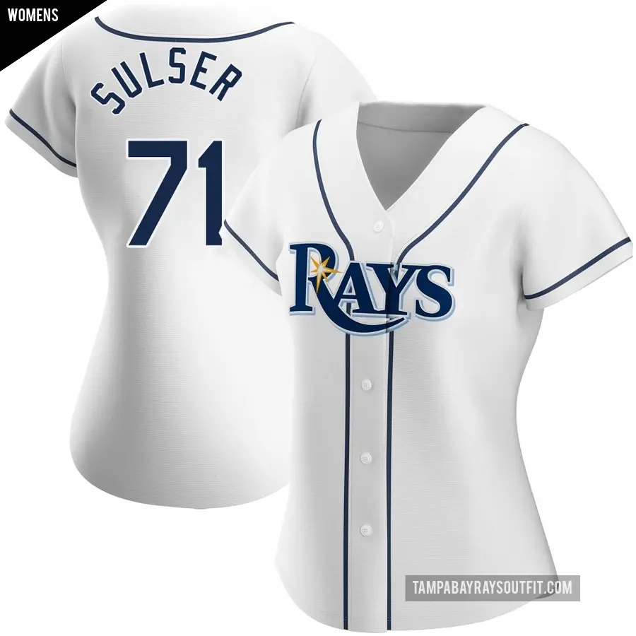 Women's Tampa Bay Rays ＃71 Cole Sulser Authentic White Home Jersey