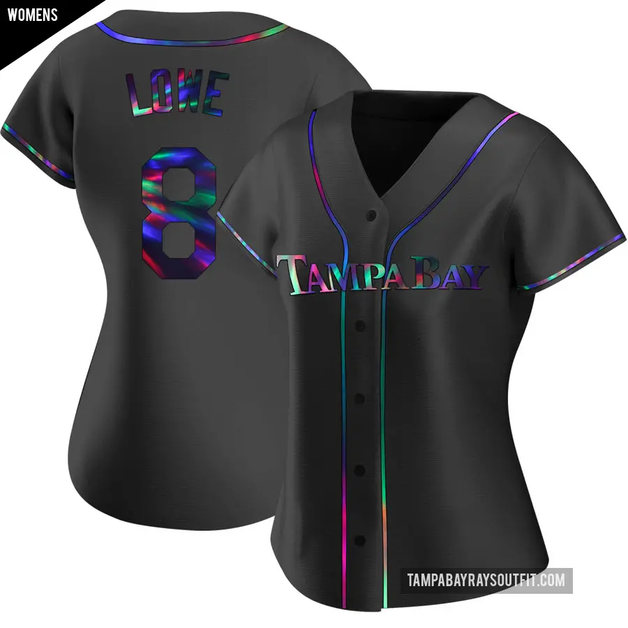 Women's Tampa Bay Rays ＃8 Brandon Lowe Replica Black Holographic Alternate Jersey