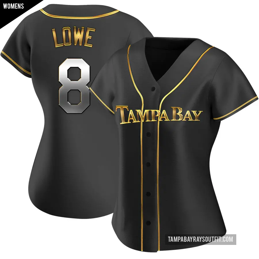 Women's Tampa Bay Rays ＃8 Brandon Lowe Replica Gold Black en Alternate Jersey