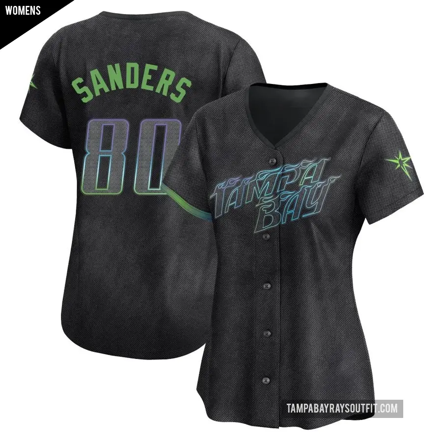 Women's Tampa Bay Rays ＃80 Phoenix Sanders Limited Charcoal 2024 City Connect Jersey