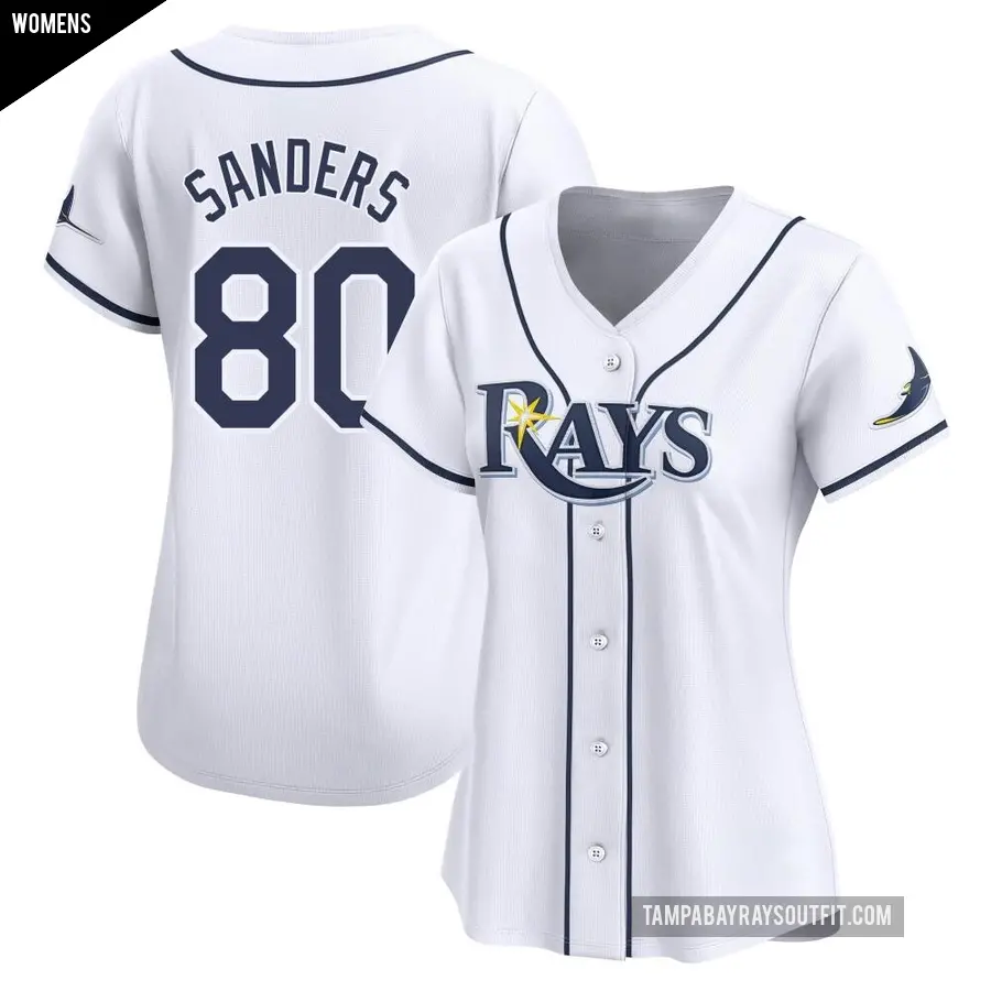 Women's Tampa Bay Rays ＃80 Phoenix Sanders Limited White Home Jersey