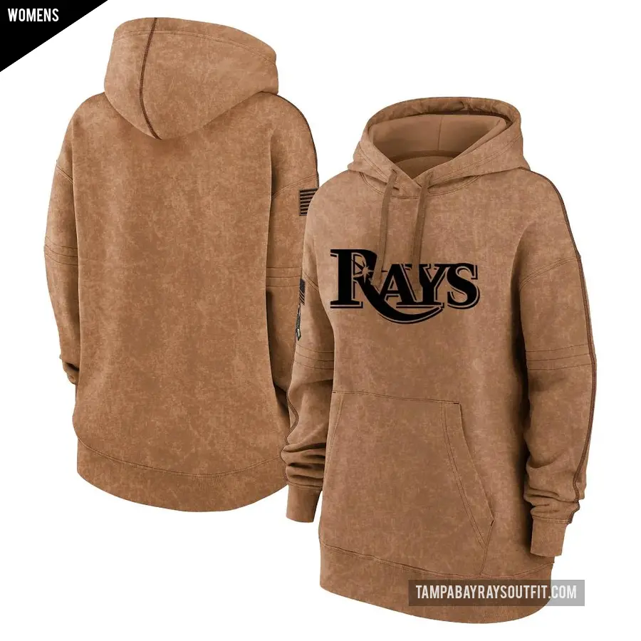 Women's Tampa Bay Rays Brown 2023 Salute to Service Pullover Hoodie