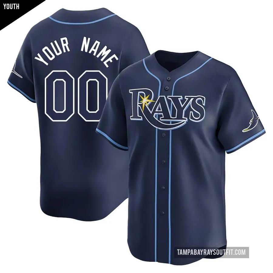 Youth Tampa Bay Rays ＃00 Custom Limited Navy Away Jersey