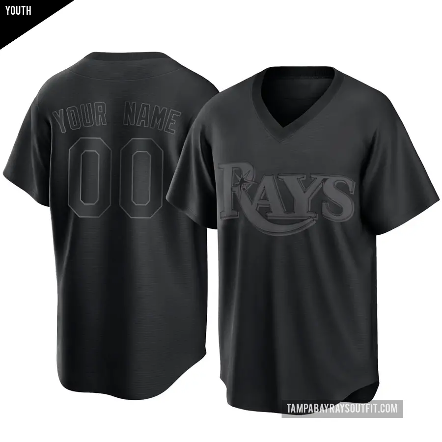 Youth Tampa Bay Rays ＃00 Custom Replica Black Pitch Fashion Jersey