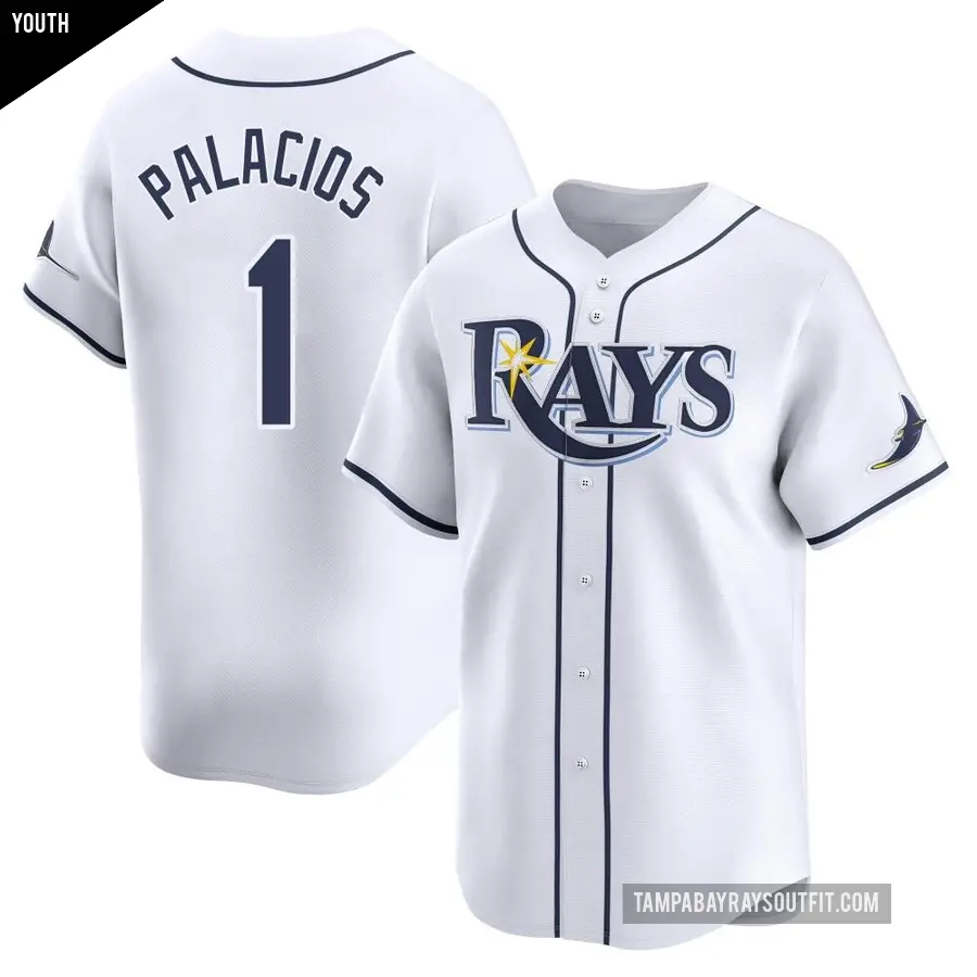 Youth Tampa Bay Rays ＃1 Richie Palacios Limited White Home Jersey