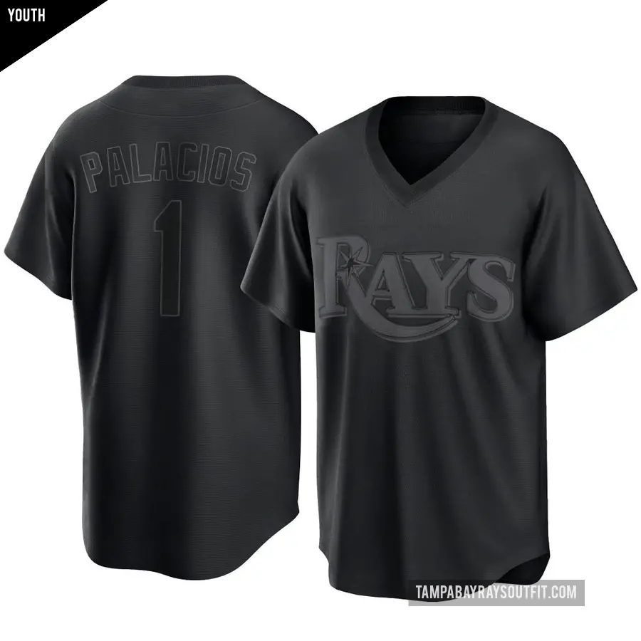 Youth Tampa Bay Rays ＃1 Richie Palacios Replica Black Pitch Fashion Jersey