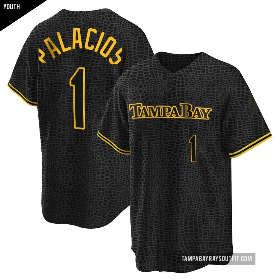 Youth Tampa Bay Rays ＃1 Richie Palacios Replica Black Snake Skin City Jersey