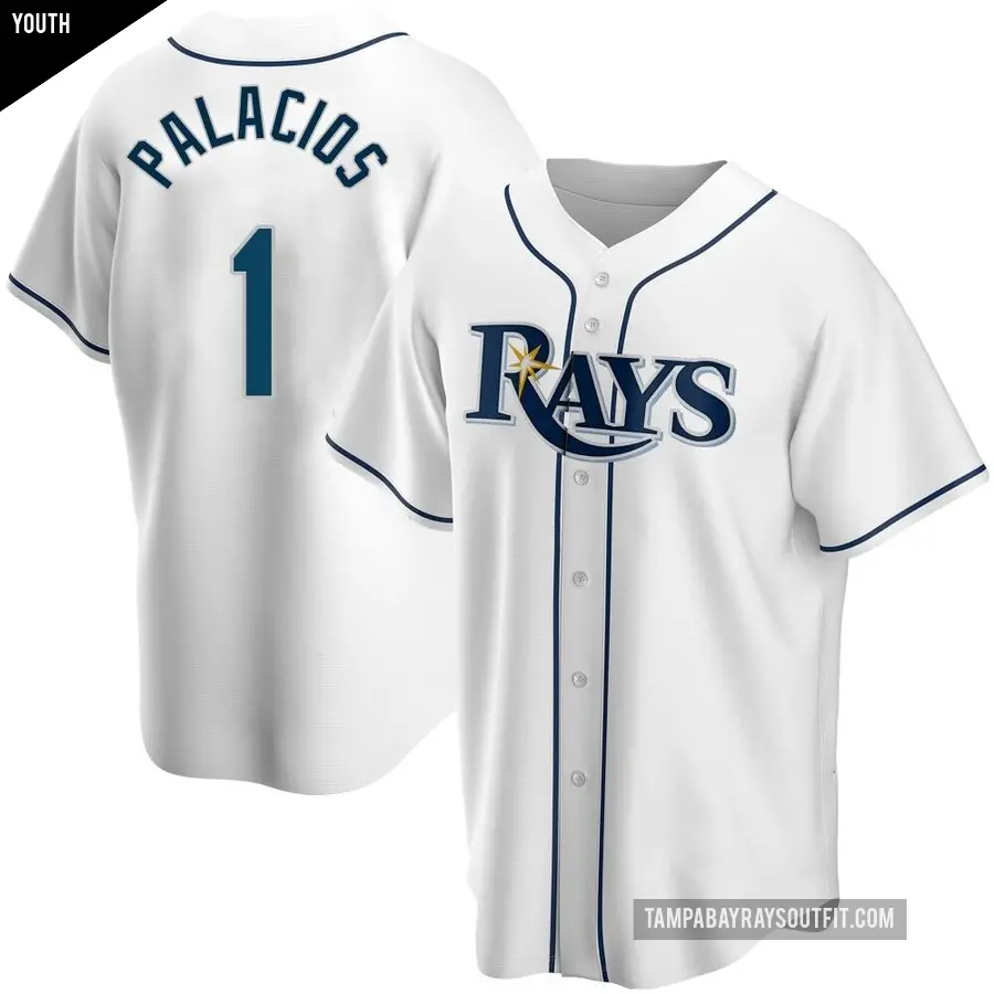 Youth Tampa Bay Rays ＃1 Richie Palacios Replica White Home Jersey