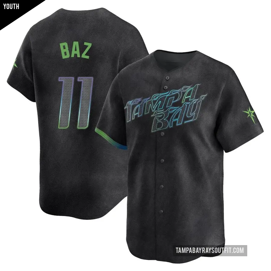 Youth Tampa Bay Rays ＃11 Shane Baz Limited Charcoal 2024 City Connect Jersey