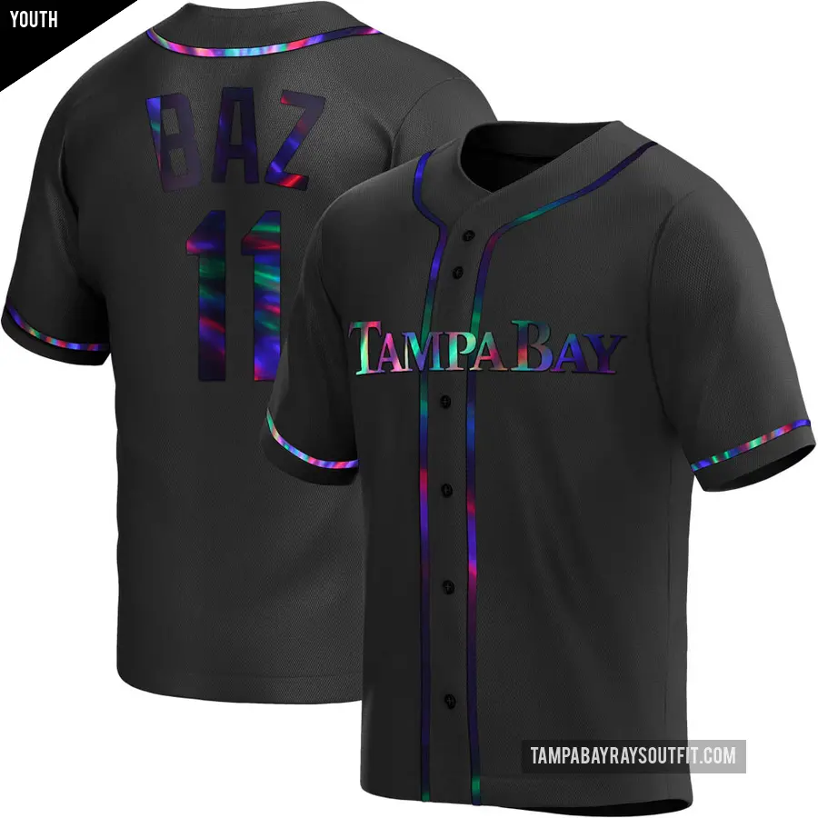 Youth Tampa Bay Rays ＃11 Shane Baz Replica Black Holographic Alternate Jersey