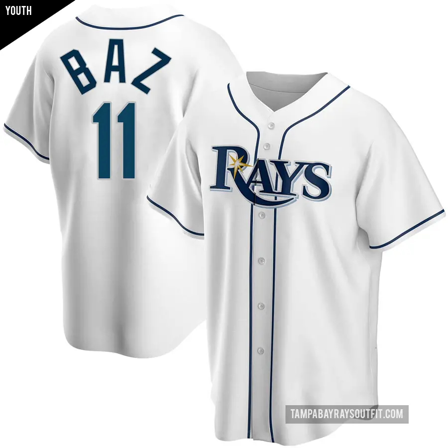 Youth Tampa Bay Rays ＃11 Shane Baz Replica White Home Jersey