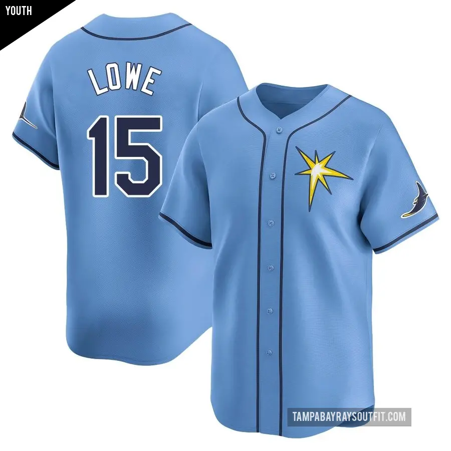 Youth Tampa Bay Rays ＃15 Josh Lowe Limited Light Blue Alternate Jersey