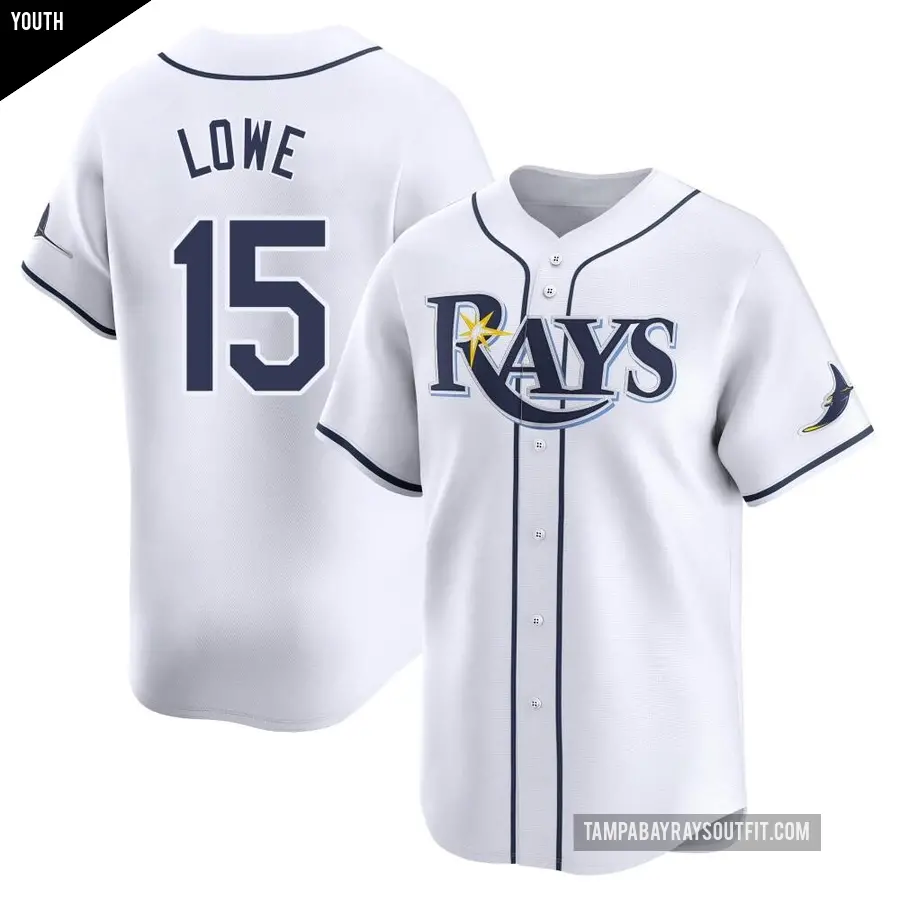 Youth Tampa Bay Rays ＃15 Josh Lowe Limited White Home Jersey