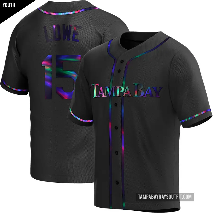 Youth Tampa Bay Rays ＃15 Josh Lowe Replica Black Holographic Alternate Jersey