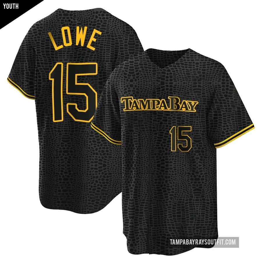 Youth Tampa Bay Rays ＃15 Josh Lowe Replica Black Snake Skin City Jersey