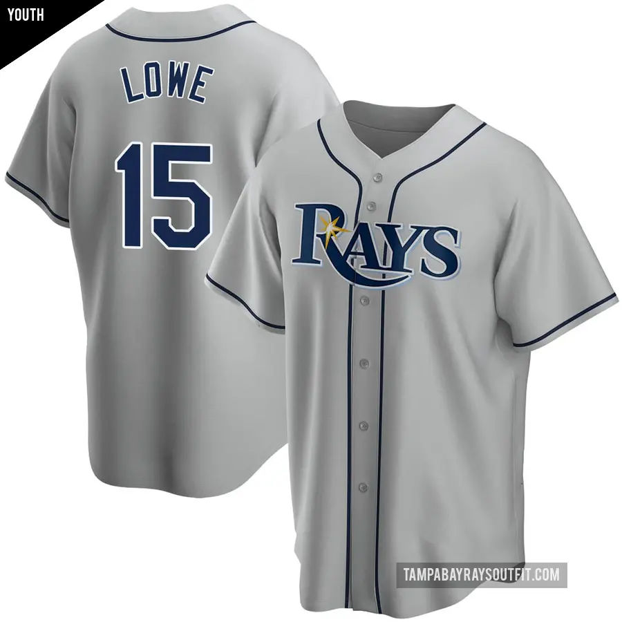 Youth Tampa Bay Rays ＃15 Josh Lowe Replica Gray Road Jersey