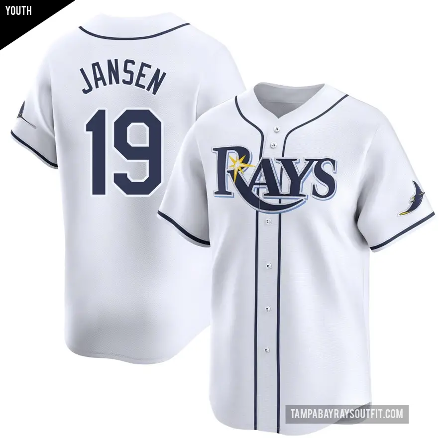 Youth Tampa Bay Rays ＃19 Danny Jansen Limited White Home Jersey