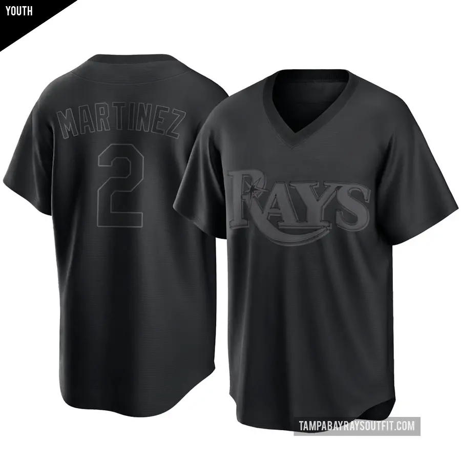 Youth Tampa Bay Rays ＃2 Michael Martinez Replica Black Pitch Fashion Jersey