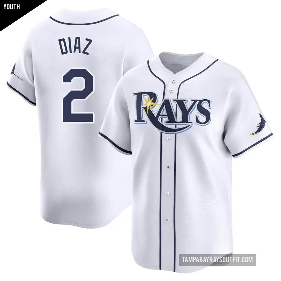 Youth Tampa Bay Rays ＃2 Yandy Diaz Limited White Home Jersey