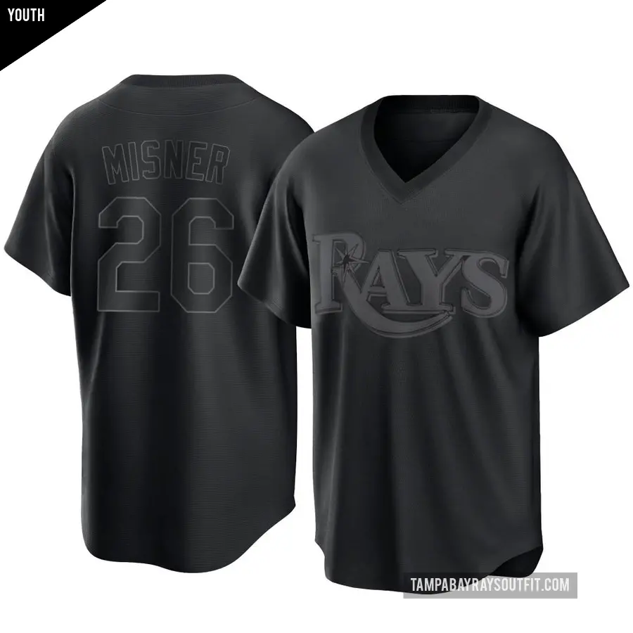 Youth Tampa Bay Rays ＃26 Kameron Misner Replica Black Pitch Fashion Jersey