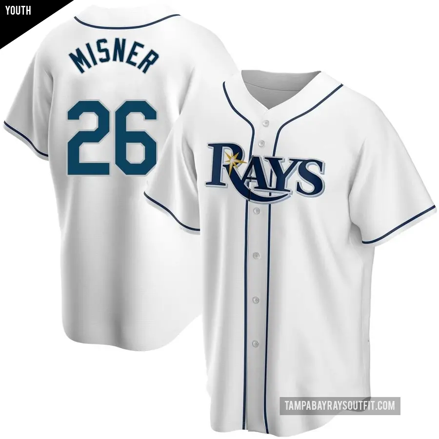 Youth Tampa Bay Rays ＃26 Kameron Misner Replica White Home Jersey